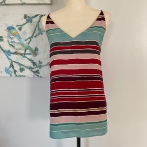 LOFT Striped V-neck Shell Top